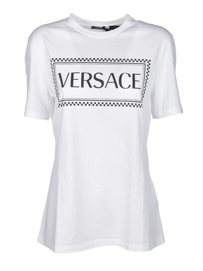 Shop Versace Logo 90s Vintage T-shirt In White