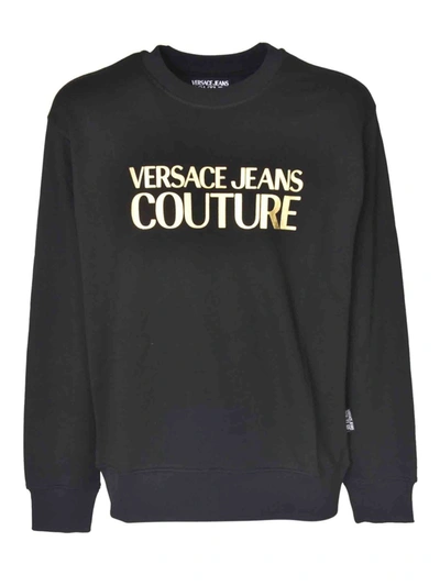 Shop Versace Jeans Couture Lettering Logo Sweatshirt In Black