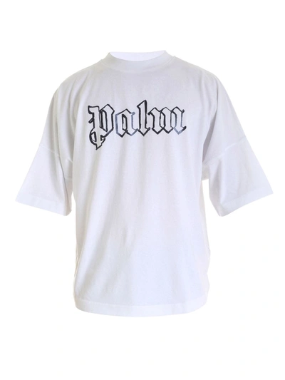 Shop Palm Angels Blank Logo Over T-shirt In White
