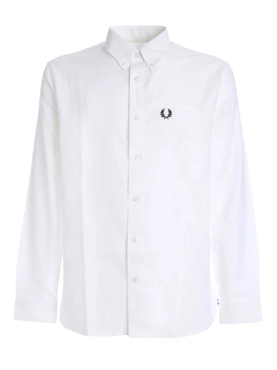 Shop Fred Perry Button Down Oxford White Shirt With Logo