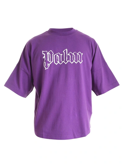 Shop Palm Angels Blank Logo Over T-shirt In Purple