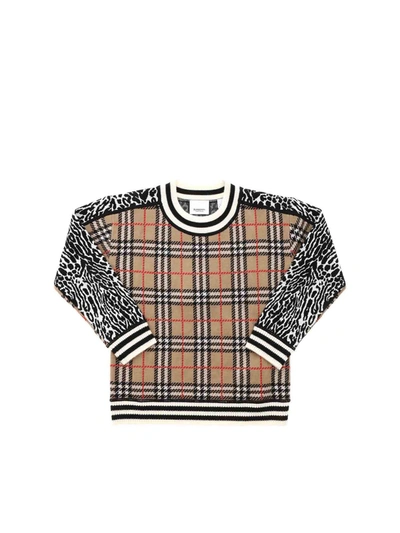 Shop Burberry Knit Leopard Pullover In Beige