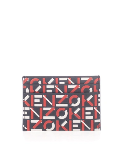 Shop Kenzo Monogram Leather Card Holder In Red