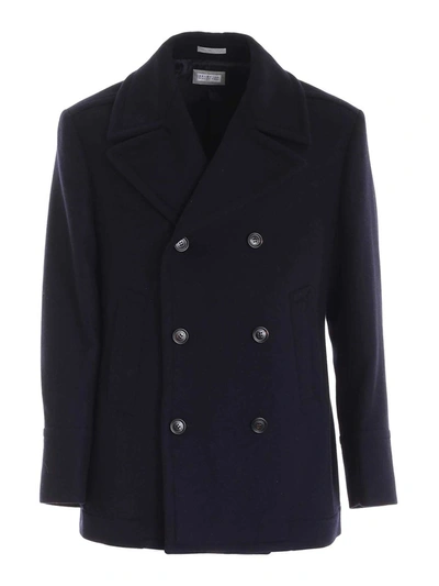 Shop Brunello Cucinelli Cloth Virgin Wool Coat In Blue