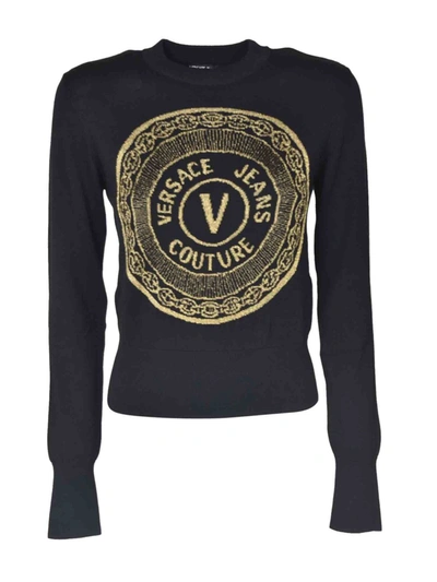 Shop Versace Jeans Couture Maxi Logo Pullover In Black