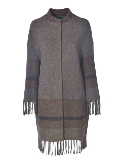 Shop Fabiana Filippi Coat Featuring Fringes In Brown