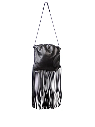 Shop Bottega Veneta The Fringe Shoulder Bag In Black