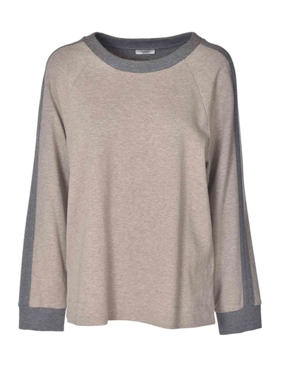 Shop Peserico Sweatshirt In Beige With Grey Details In Black