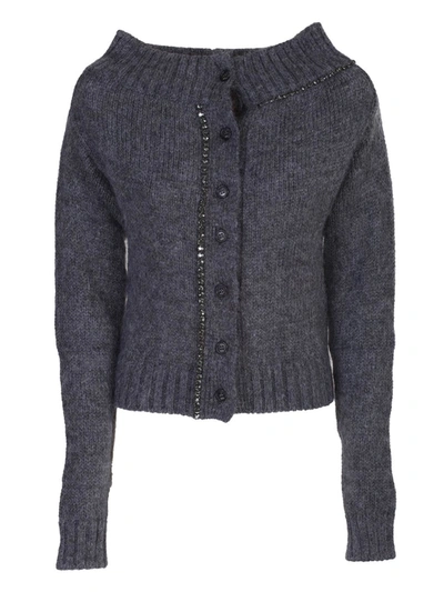 Shop N°21 Mohair Wool Cardigan In Grey