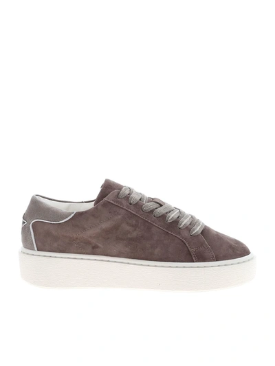 Shop Lorena Antoniazzi Rhinestone Logo Suede Sneakers In Grey