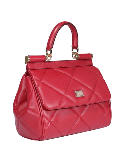 Shop Dolce & Gabbana Sicily S Bag In Aria Matelasse Calfskin In Red