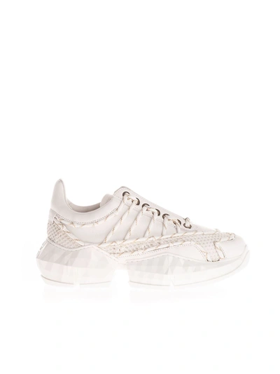 Shop Jimmy Choo Diamond Laced Sneakers In White