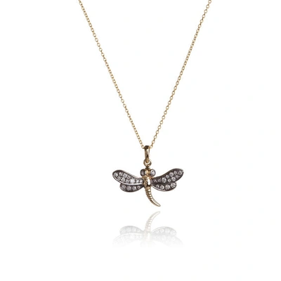 Shop Annoushka Love Diamonds 18ct Yellow Gold Dragonfly Necklace
