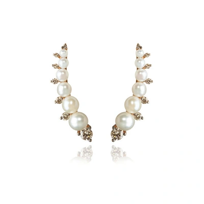Shop Annoushka Diamonds & Pearls 18ct Rose Gold Ear Pins