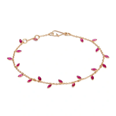 Shop Annoushka 18ct Yellow Gold Ruby Vine Leaf Bracelet