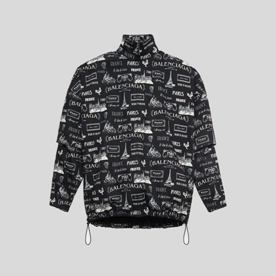 Shop Balenciaga Double Sleeve Zip-up Jacket In Black