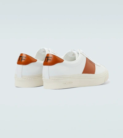 Shop Tom Ford Bannister Leather Sneakers In White