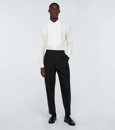 Shop Saint Laurent Wool And Silk-blend Tailored Pants In Black