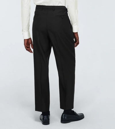 Shop Saint Laurent Wool And Silk-blend Tailored Pants In Black