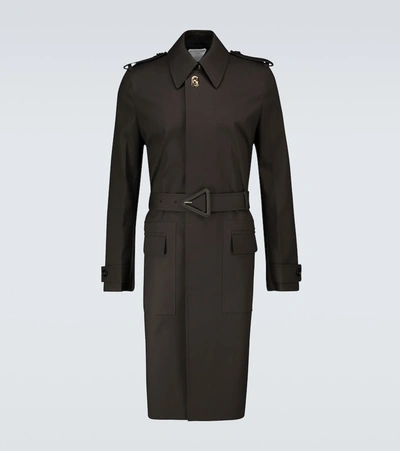 Shop Bottega Veneta Waterproof Cotton Trench Coat In Brown