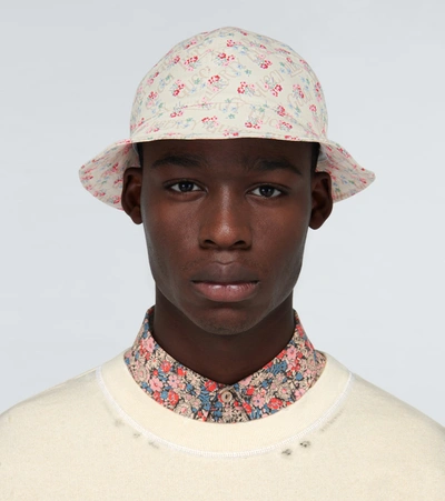 Shop Gucci Liberty Floral Canvas Bucket Hat In White