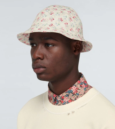 Shop Gucci Liberty Floral Canvas Bucket Hat In White