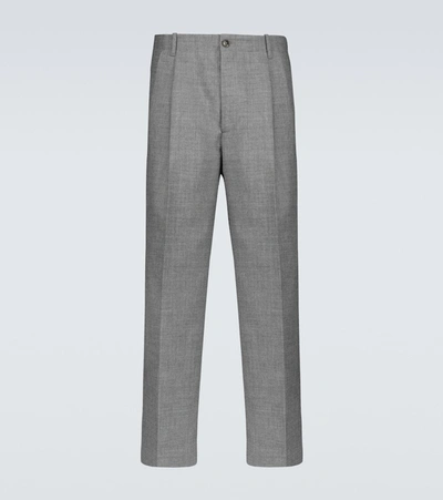Shop Gucci Wool Gauze Wide-leg Pants In Grey
