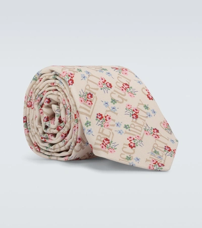 Shop Gucci Liberty Floral Cotton Tie In White