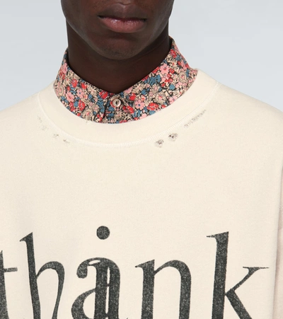Shop Gucci Think/thank Crewneck Sweatshirt In Neutrals