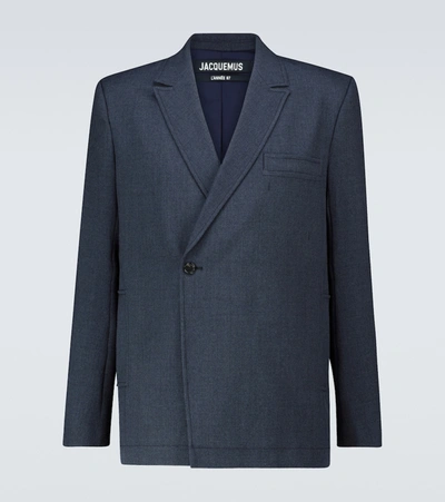 Shop Jacquemus La Veste Moulin Blazer In Blue