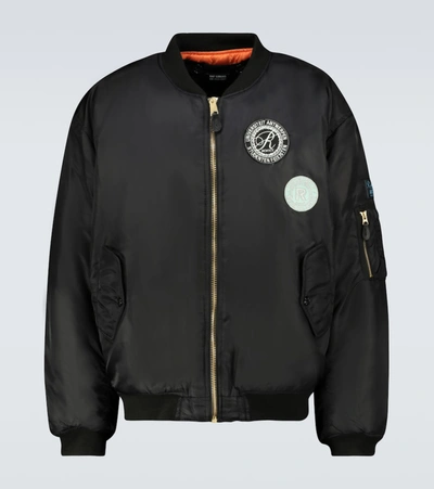 Shop Raf Simons Nylon Bomber Jacket With Wool Layer In Black