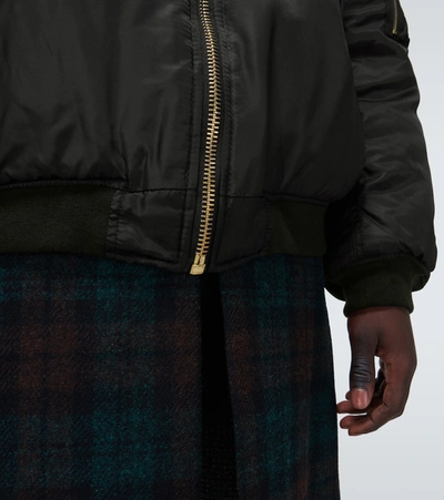 Shop Raf Simons Nylon Bomber Jacket With Wool Layer In Black