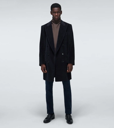 Shop Dolce & Gabbana Double-breasted Overcoat In Blue
