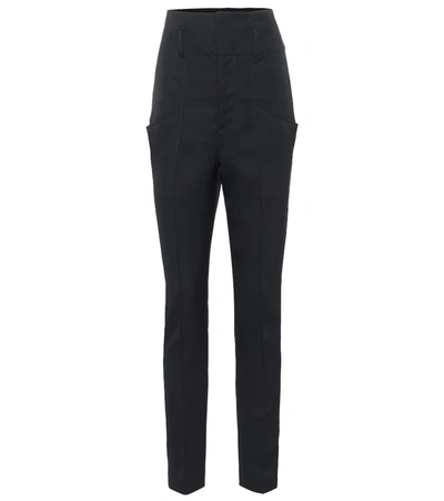 Shop Isabel Marant Padme High-rise Wool Pants In Black