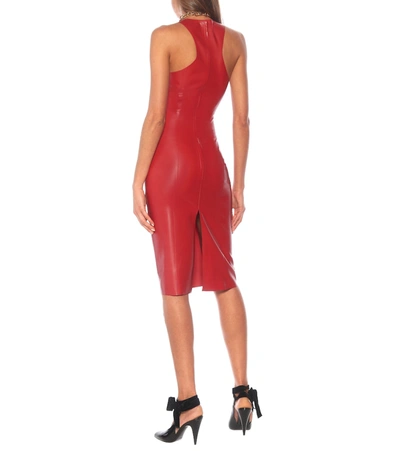 Shop Saint Laurent Latex Midi Dress In Red