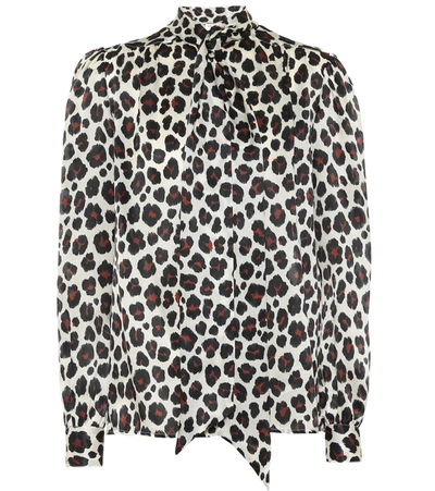 Shop Saint Laurent Leopard-print Silk Blouse In Multicoloured