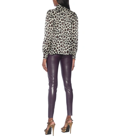 Shop Saint Laurent Leopard-print Silk Blouse In Multicoloured