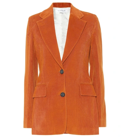 Shop Victoria Beckham Cotton Corduroy Blazer In Orange
