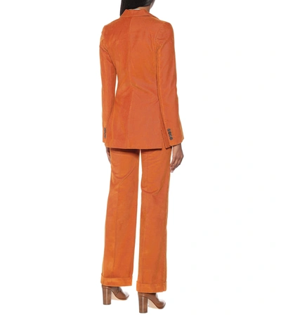 Shop Victoria Beckham Cotton Corduroy Blazer In Orange