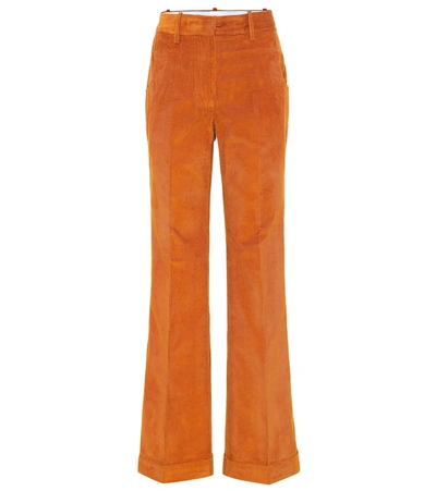 Shop Victoria Beckham High-rise Straight Corduroy Pants In Orange