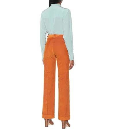 Shop Victoria Beckham High-rise Straight Corduroy Pants In Orange