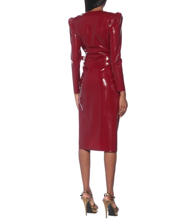 Shop Saint Laurent Latex Wrap Midi Dress In Red