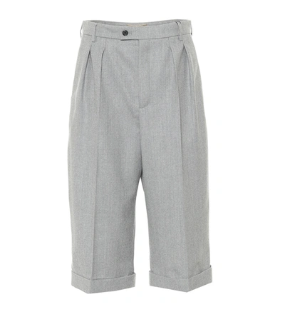Shop Saint Laurent Wool Bermuda Shorts In Grey