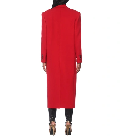 Shop Saint Laurent Cashmere And Wool Coat In Red