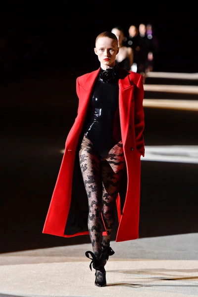 Shop Saint Laurent Cashmere And Wool Coat In Red