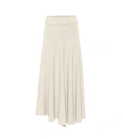 Shop Jil Sander High-rise Wool Midi Skirt In Grey