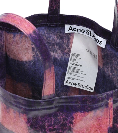 Shop Acne Studios Checked Coated Cotton Tote In Multicoloured