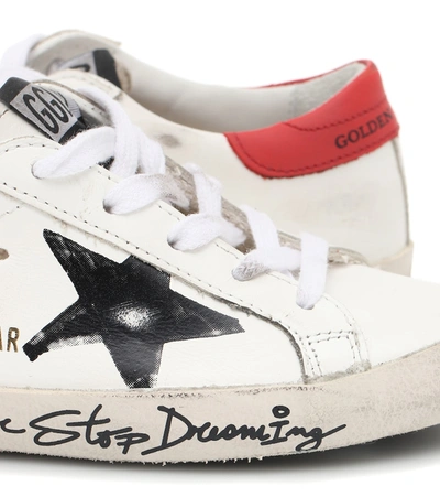 Shop Golden Goose Super-star Leather Sneakers In White/black/red