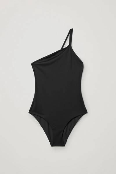 Shop Cos One-shoulder Swimsuit In Black