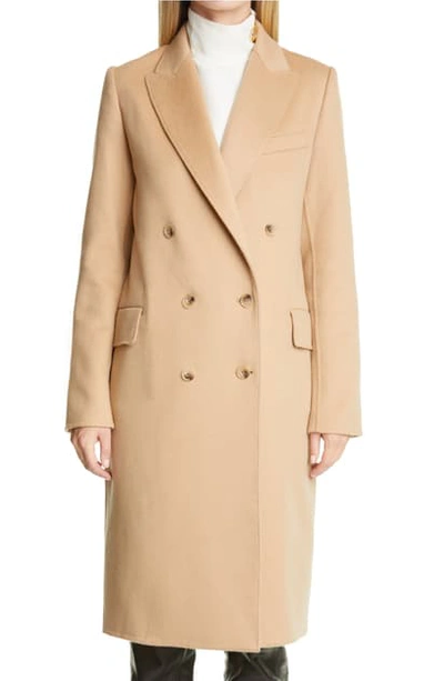 Shop St John Double Breasted Wool Coat In Ochi